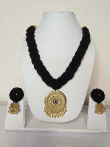 Black necklace and earrings