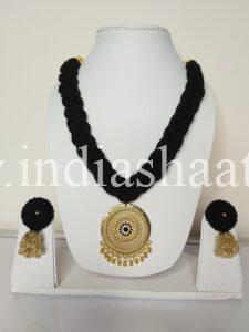 Black necklace and earrings