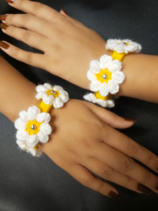 white and yellow flower bangles for haldi