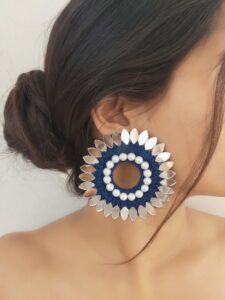 Navy Blue mirror Earrings