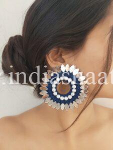 Navy Blue mirror Earrings