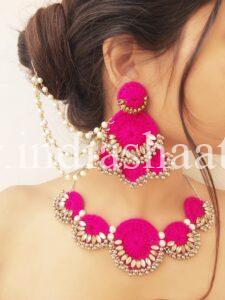 trending Pink Kundan necklace and earrings