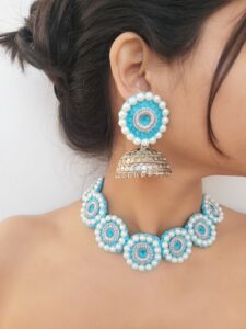 Blue Necklace with Jhumka