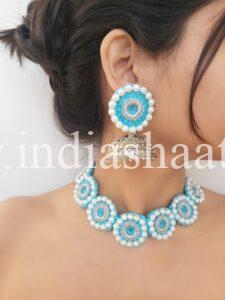 Blue Necklace with Jhumka