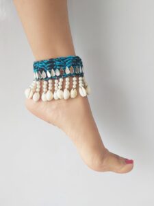 Blue and Black cowrie Anklets