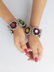 Multicolored cowrie/shell bangles for navratri