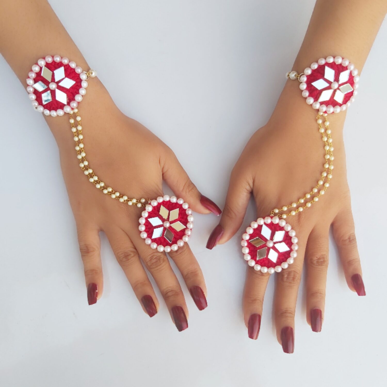 Red Jewellery Set with Mirror Work