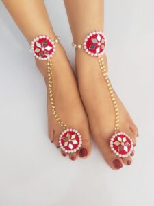 Red Jewellery Set with Mirror Work