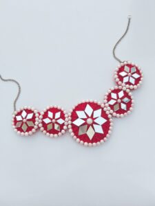 Red Jewellery Set with Mirror Work