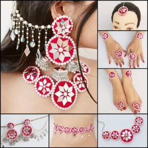 Red Jewellery Set with Mirror Work