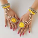 Yellow jewellery set for haldi or mehndi ceremony for brides