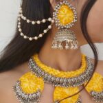 Yellow jewellery set for haldi or mehndi ceremony for brides