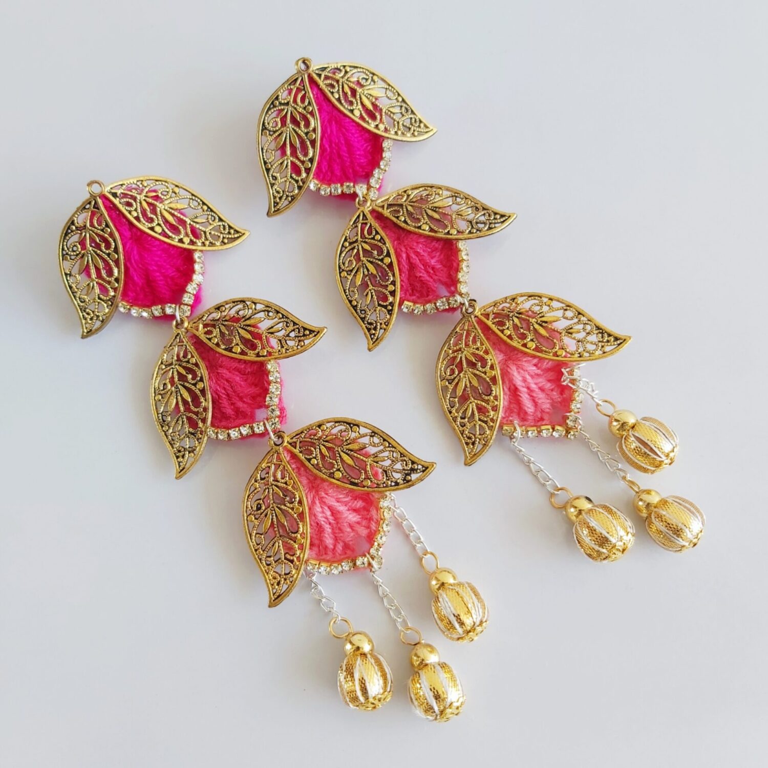Lotus earrings/ quirky earrings in pink