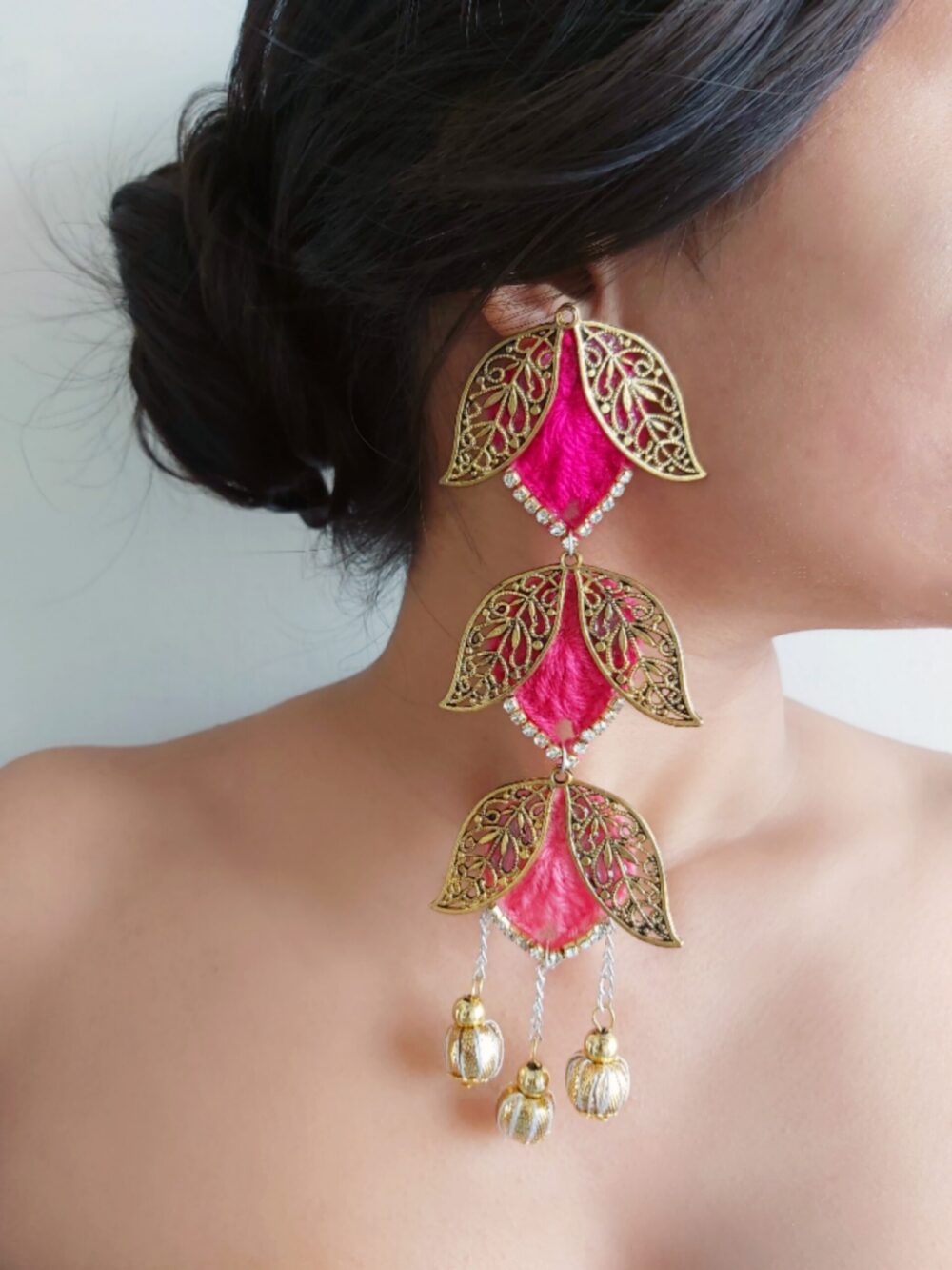 Lotus earrings/ quirky earrings in pink