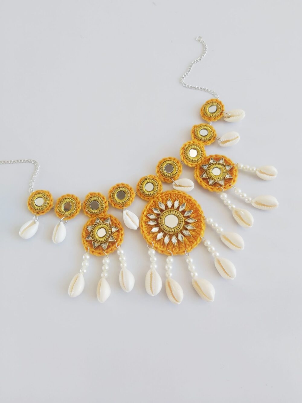 Mustard Yellow Cowrie Jewellery Set