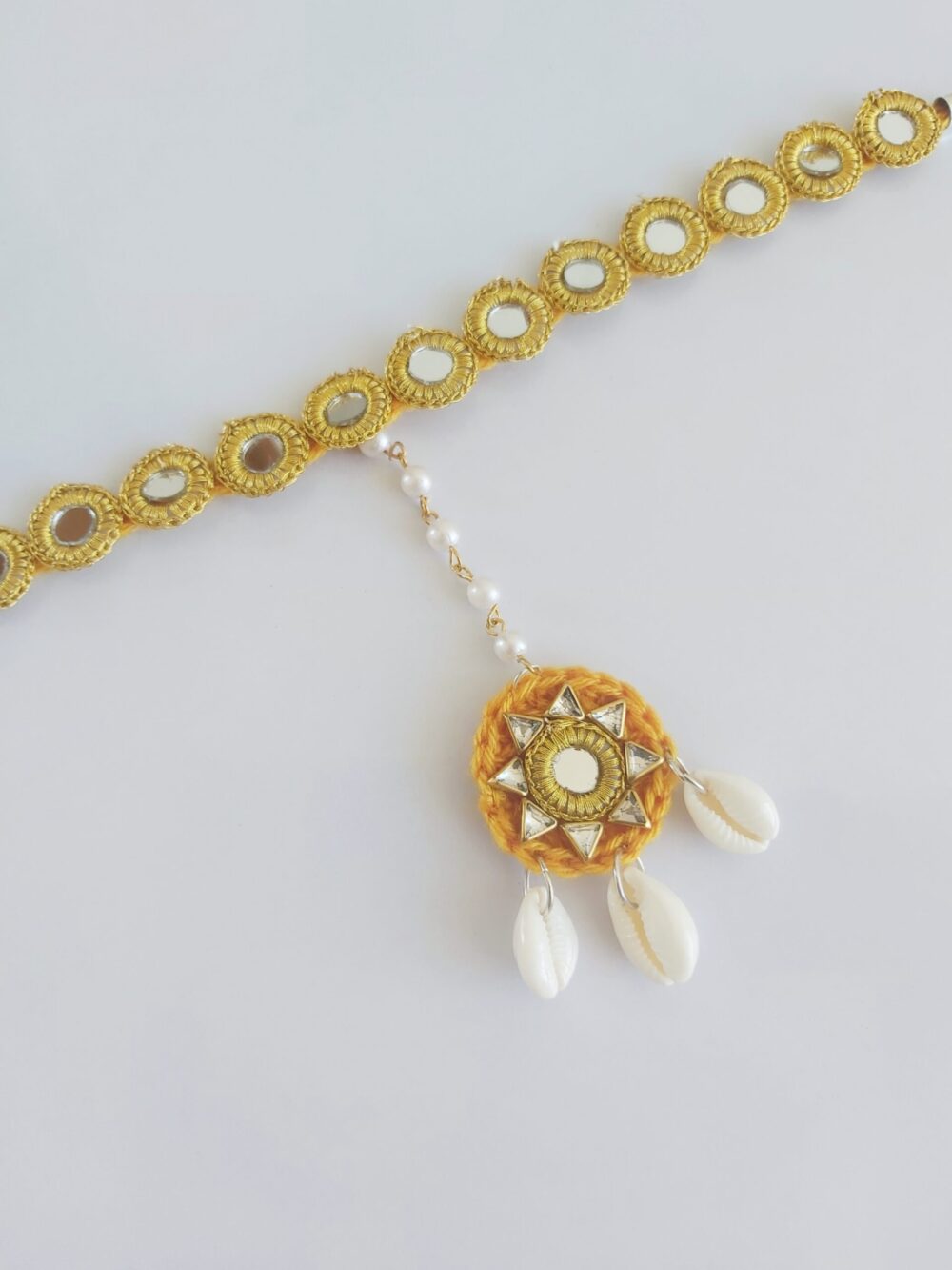 Mustard Yellow Cowrie Jewellery Set