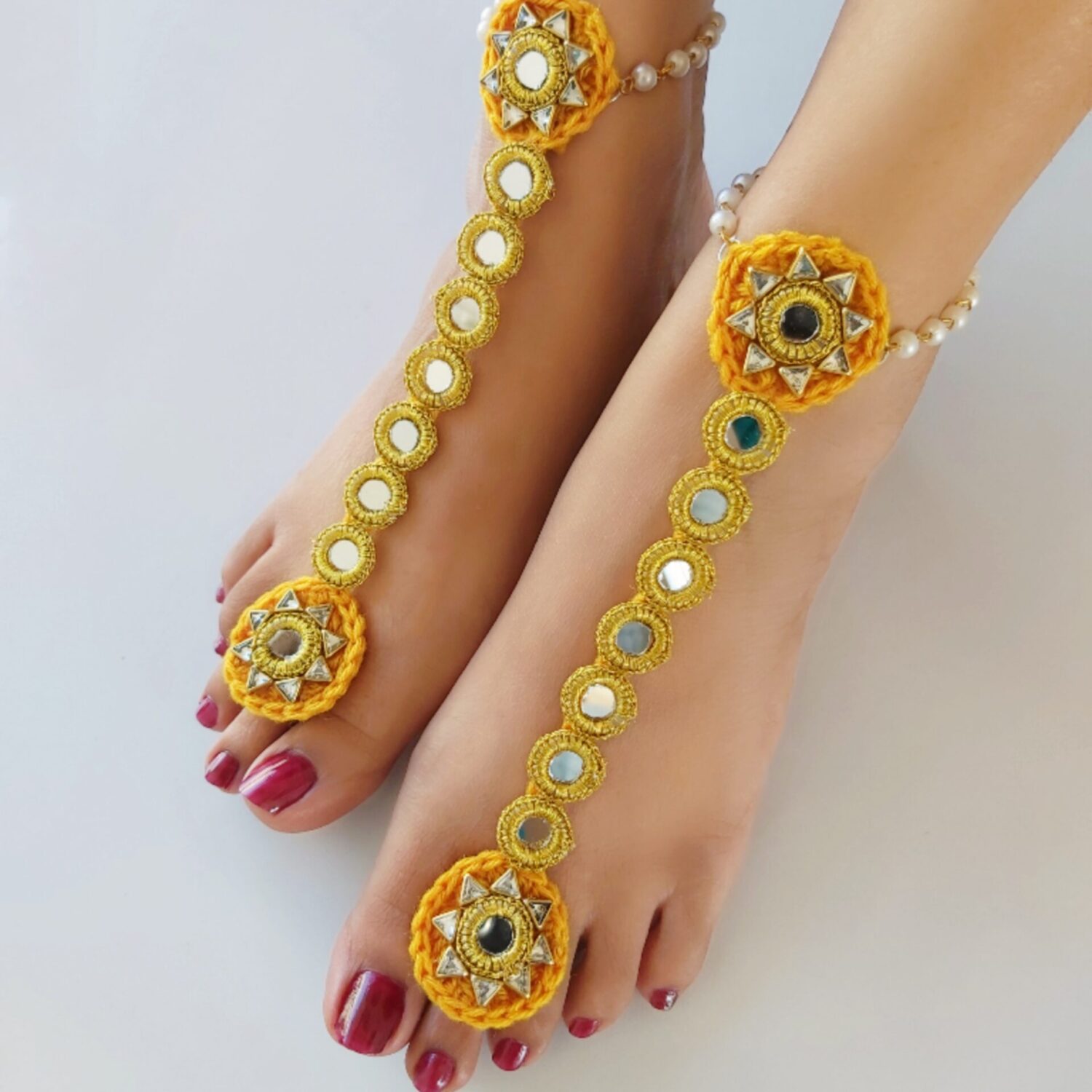 Mustard Yellow Cowrie Jewellery Set