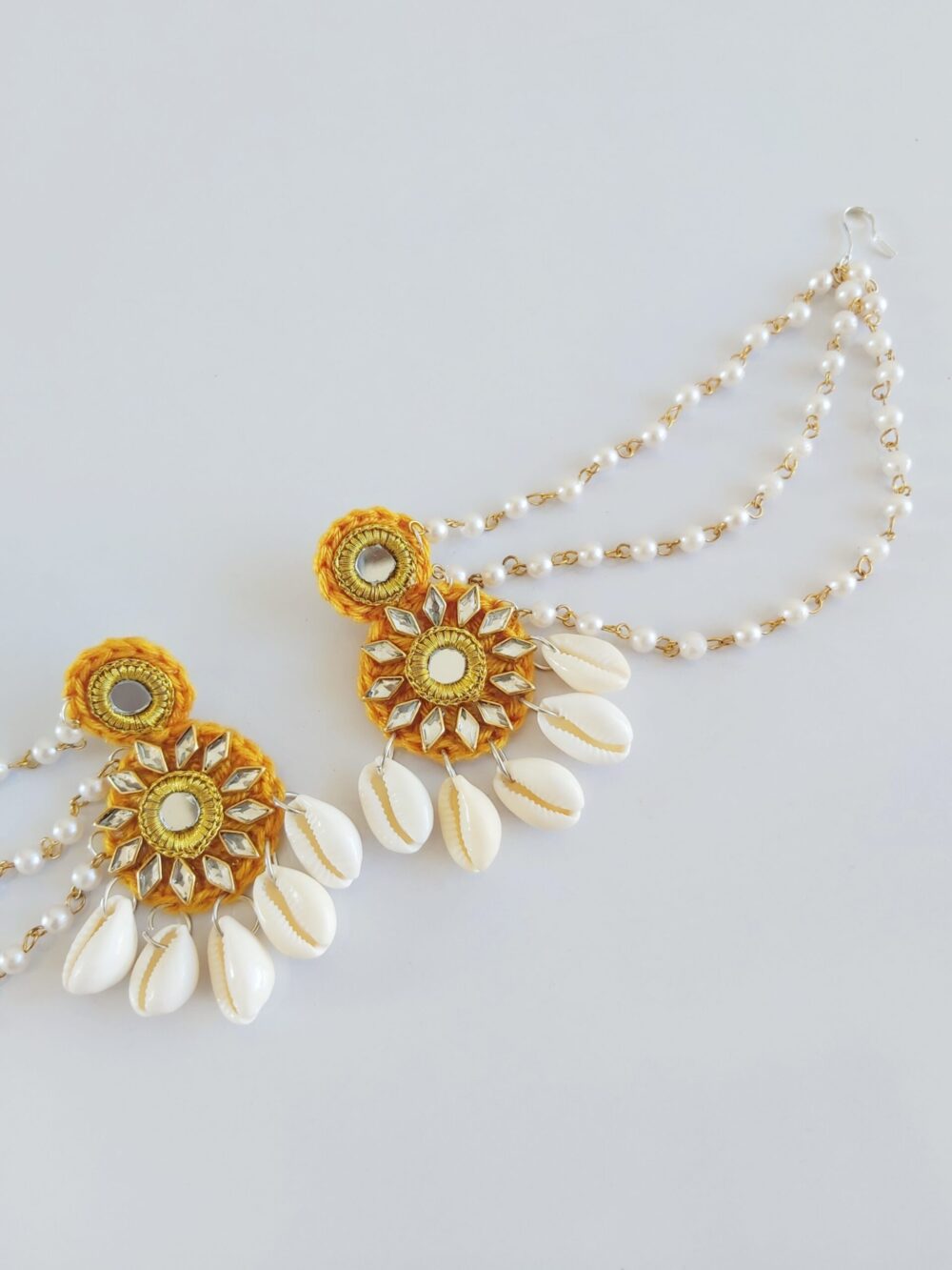 Mustard Yellow Cowrie Jewellery Set