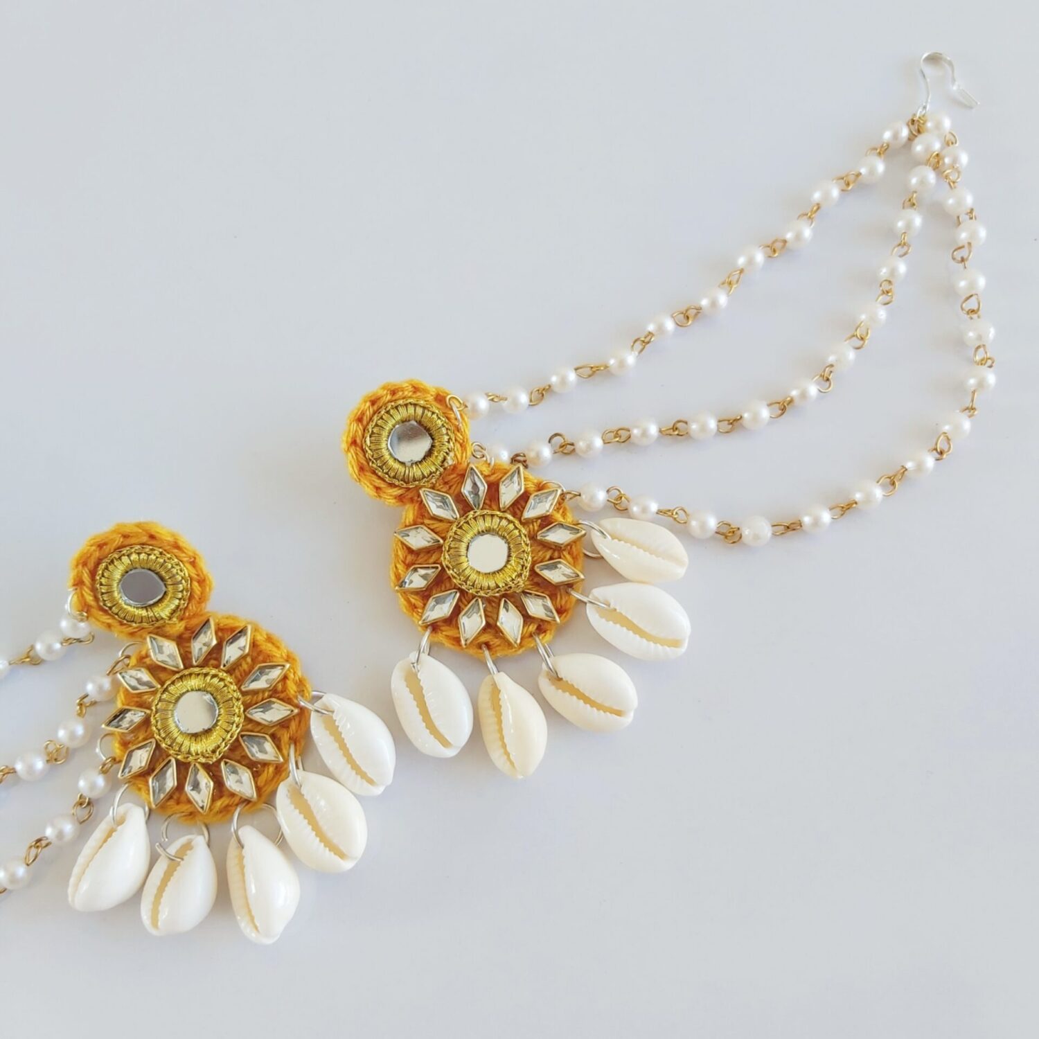 Mustard Yellow Cowrie Jewellery Set