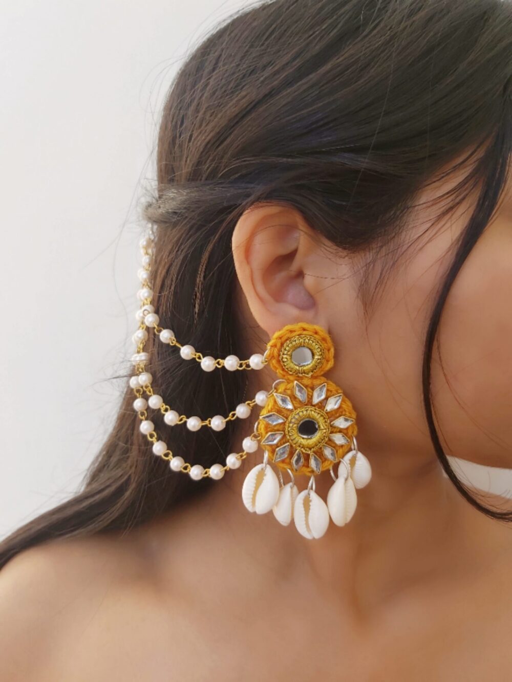 Mustard Yellow Cowrie Jewellery Set
