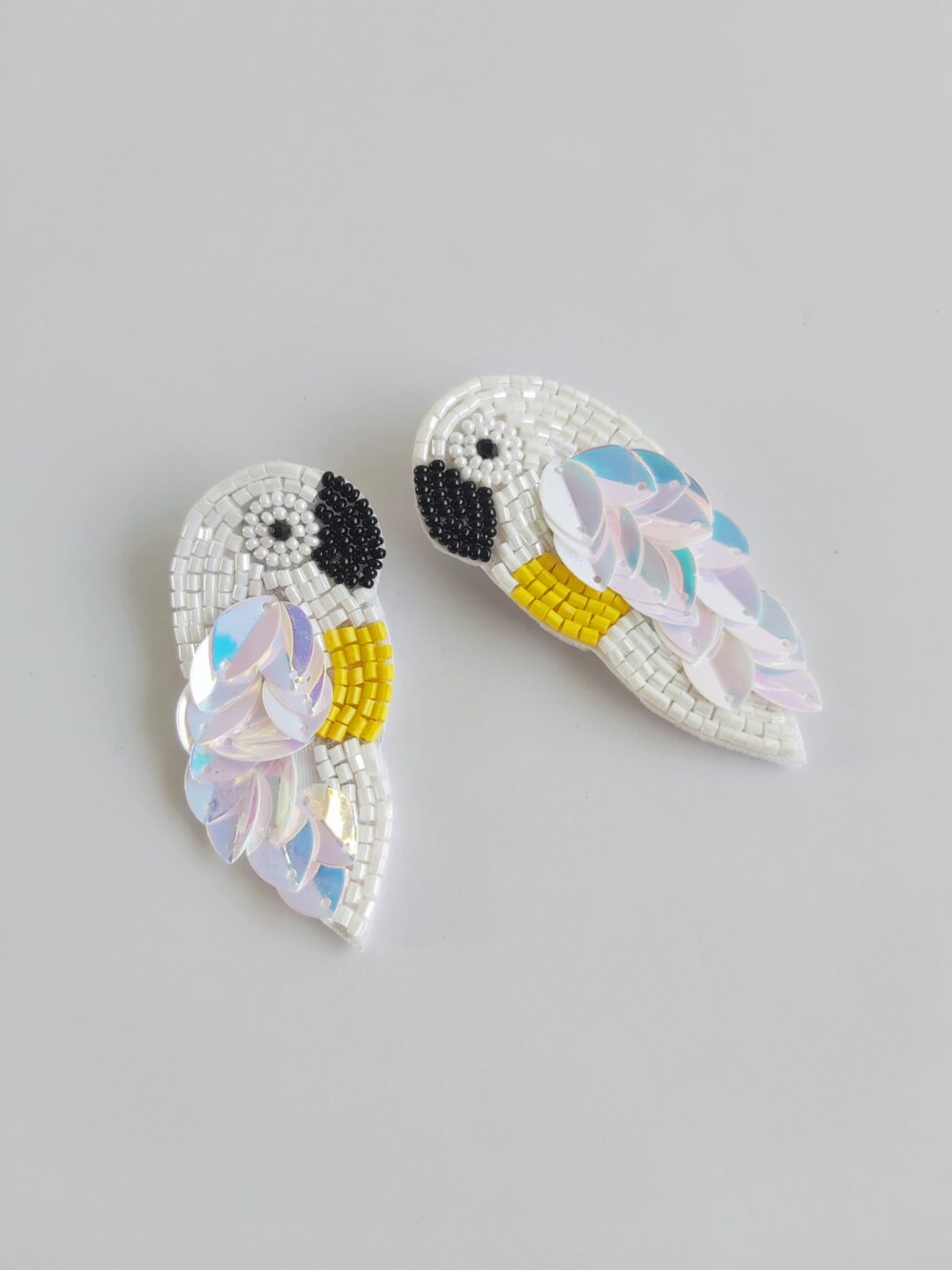 #511 White Parrot Earrings