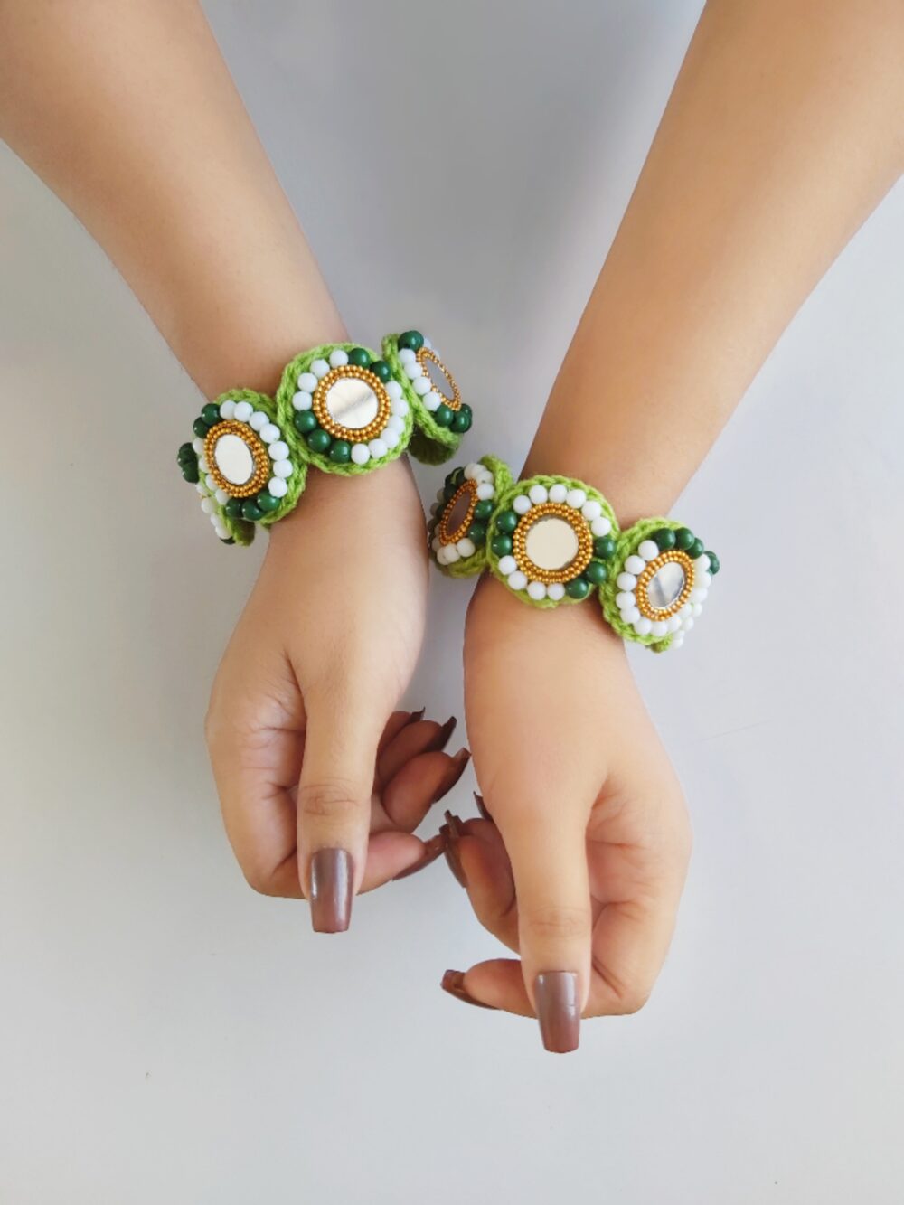 #753 Multicolored Pearl Bangles (Green)