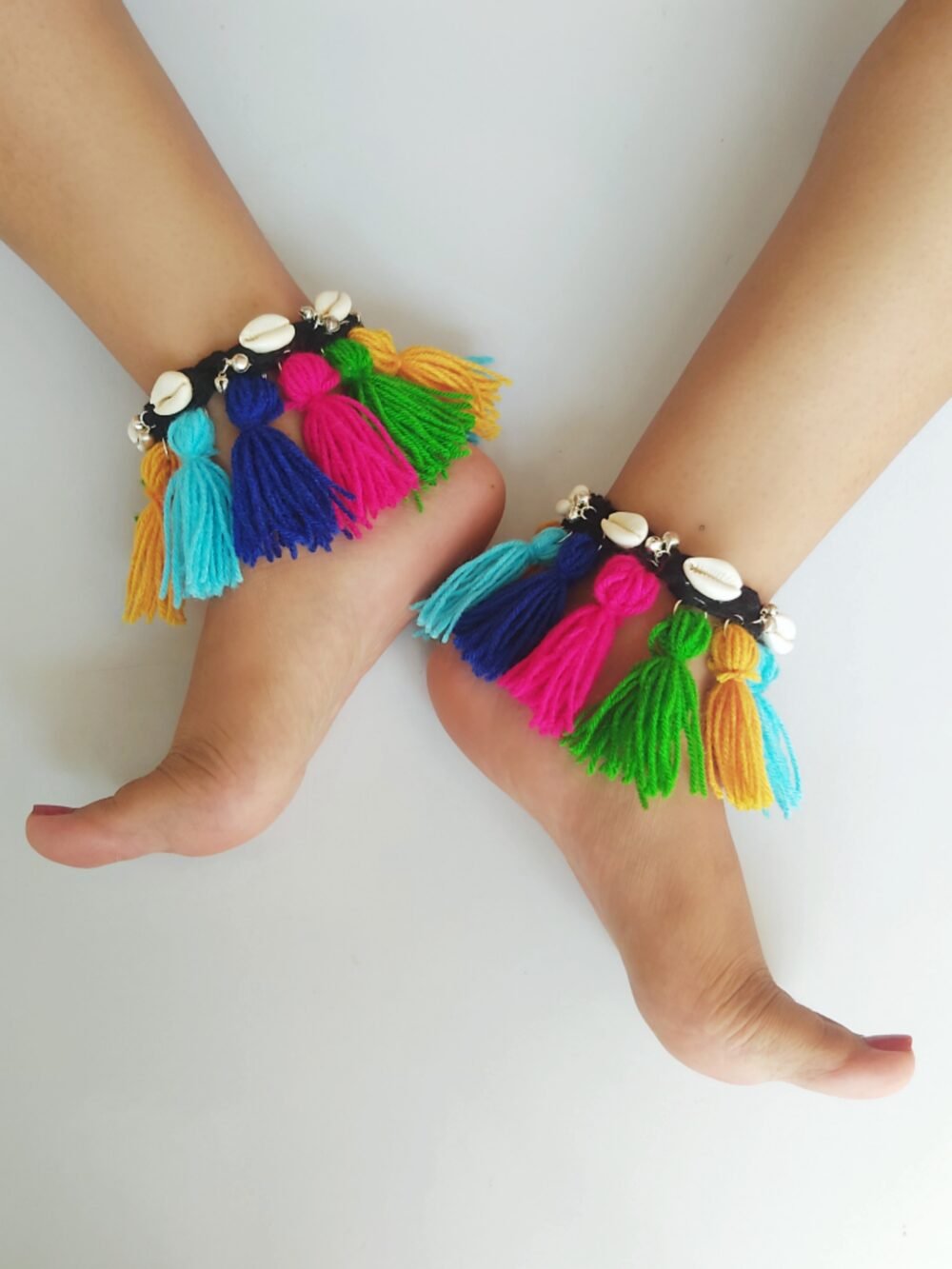 #404 Multicolored Tassels Anklets