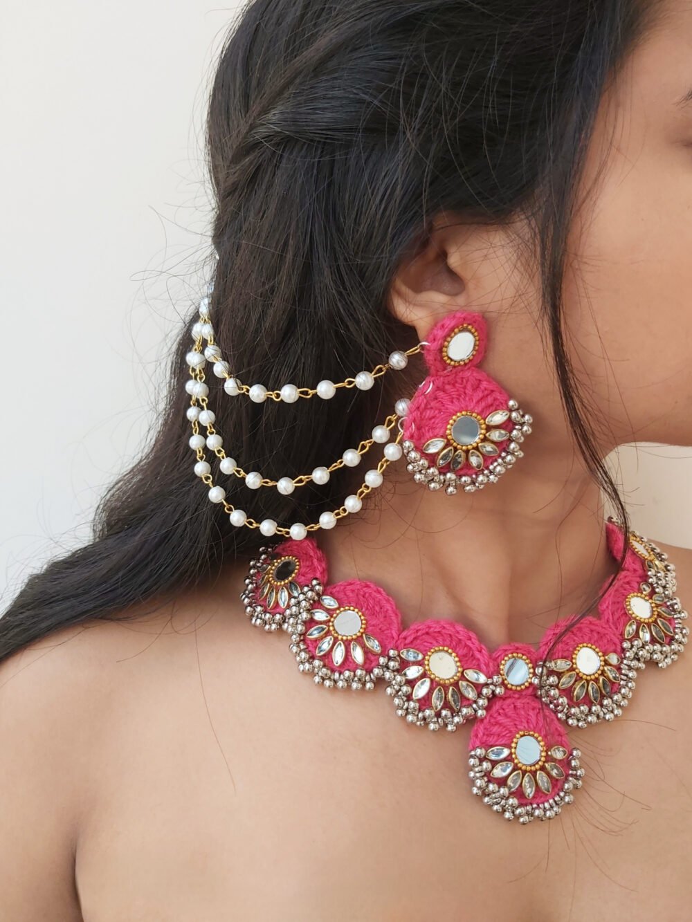 #276 Pink Necklace with Earrings